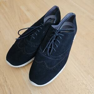 Cole Haan Suede ZeroGrand Wingtip Oxford Sneakers Black 8.5B